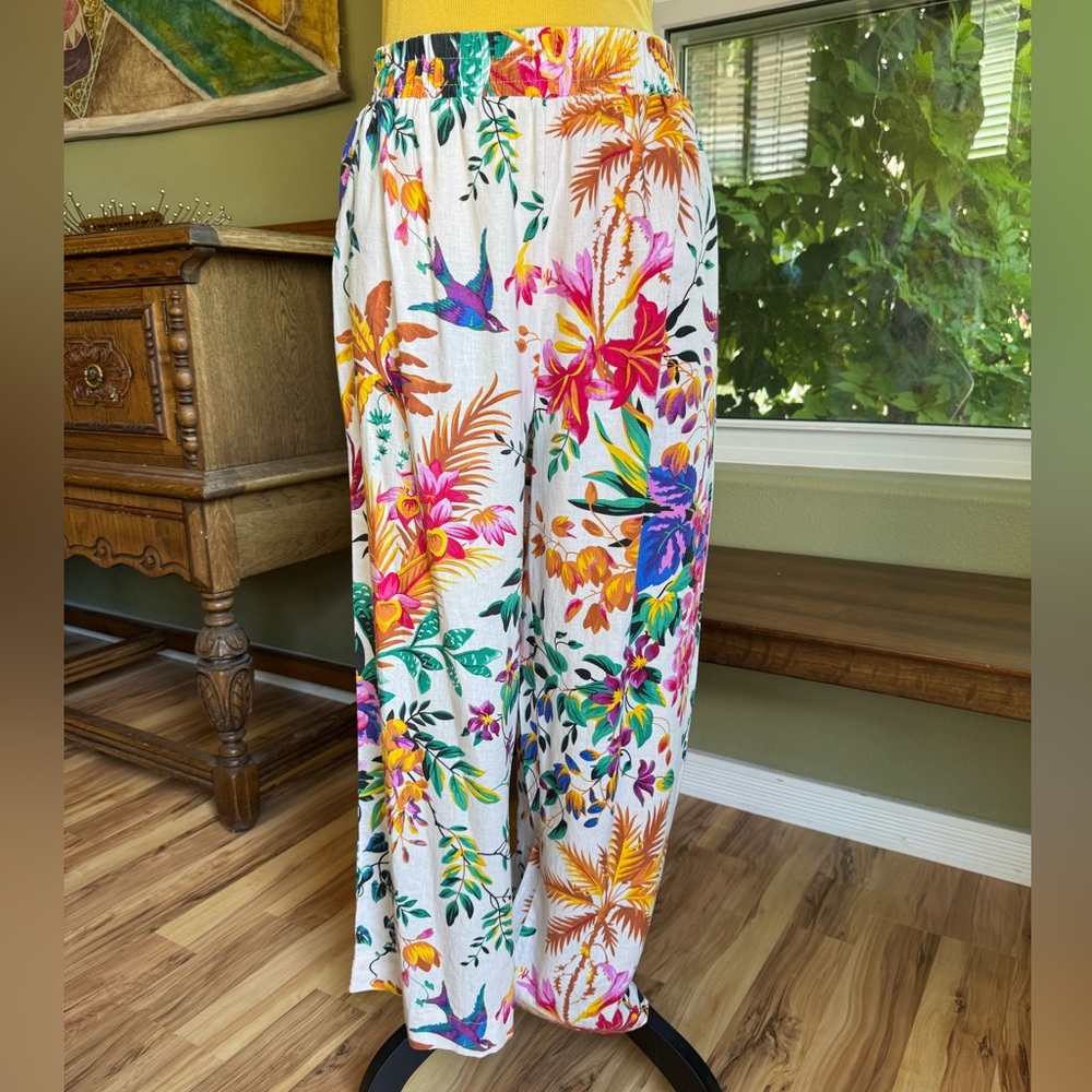 Rachel Roy Floral Linen Blend Pants